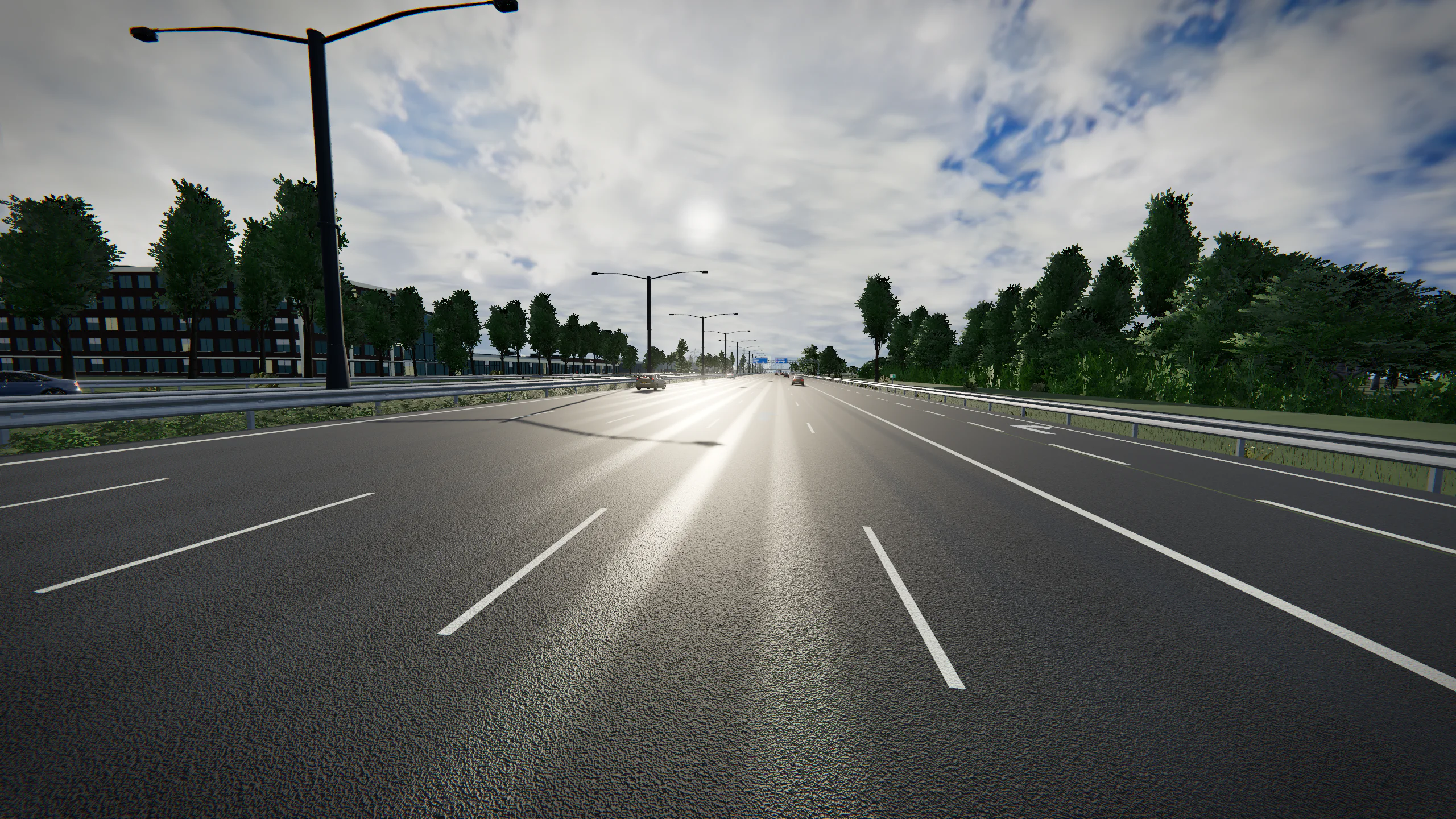 In-game beeld van de dagetappe tussen Amsterdam en Abcoude