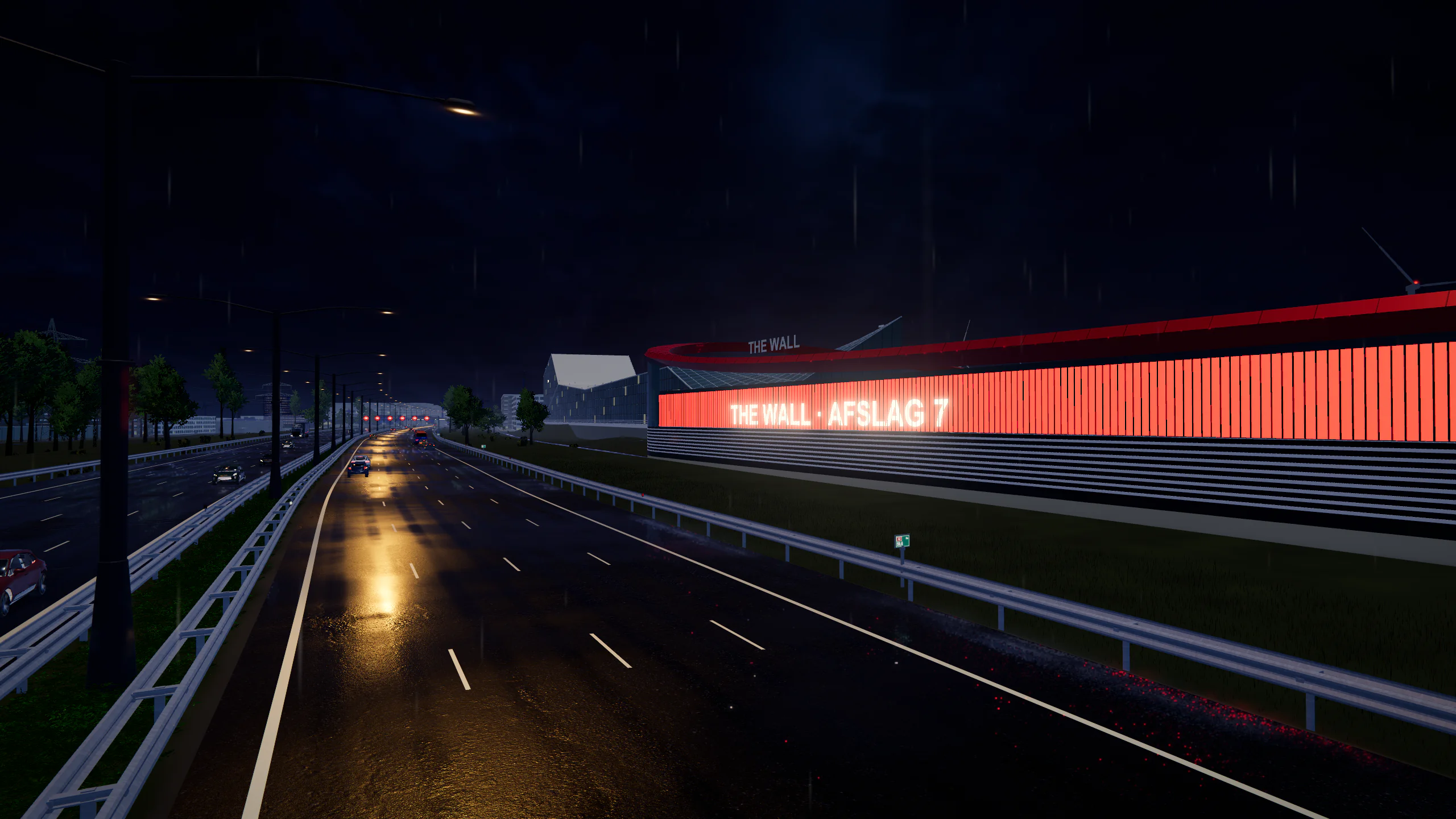 In-game beeld van de nachtetappe tussen Utrecht en Nieuwegein-Zuid