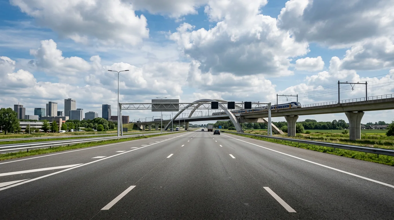 De A2 tussen Amsterdam en Abcoude bij daglicht